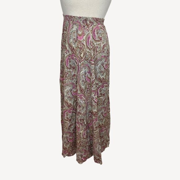 220 Hickory Womens A-Line Maxi Skirt Paisley Floral Print Pink Brown Size M - Picture 3 of 11